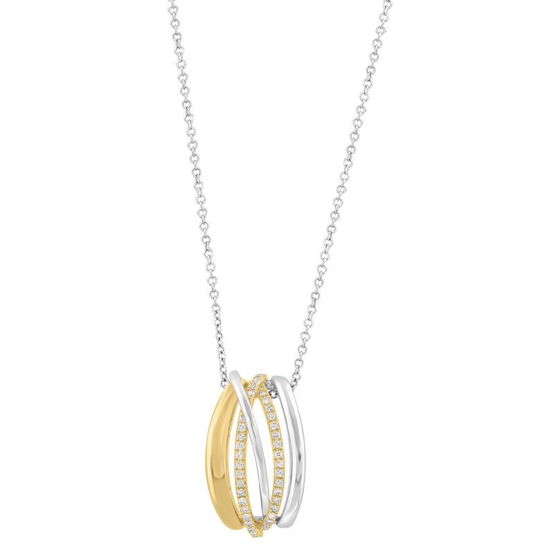 Diamond Two Tone Pendant in 14k Yellow Gold image number null